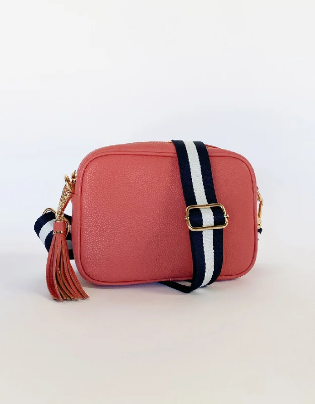 Zoe Crossbody Bag - Coral/Navy White Stripe