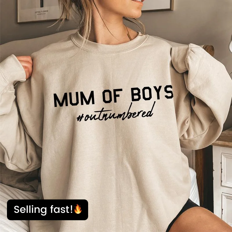 Mum of Boys Hashtag Outnumbered Sweatshirt (MRK X)