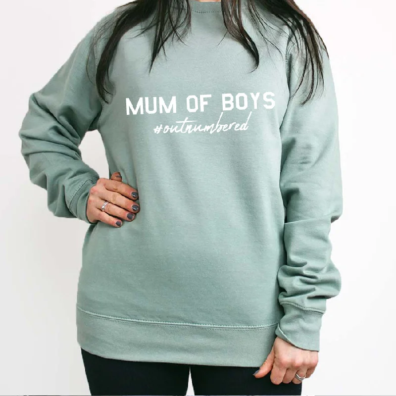 Mum Of Boys Hashtag Outnumbered Autumn Sweatshirt