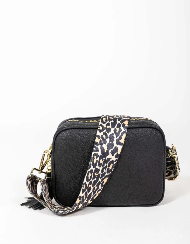 Zoe Crossbody Bag - Black & Tan Leopard