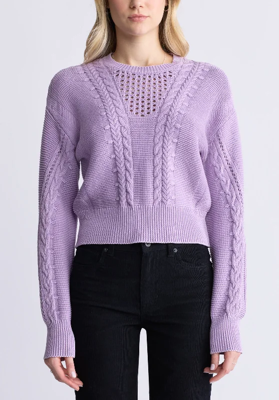 Camellia Women's Cable-Knit Sweater, Purple Rose - SW0072F