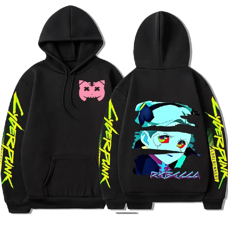 Japanese Anime Cyberpunk Edge runners Rebecca Hoodie Men Hooded