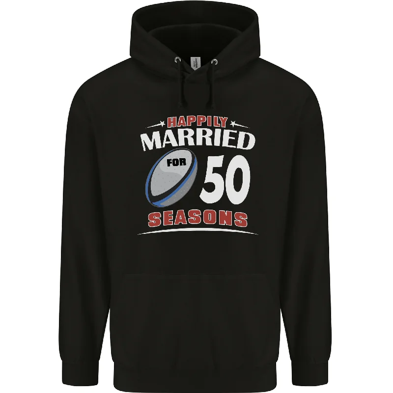 50 Year Wedding Anniversary 50th Rugby Mens 80% Cotton Hoodie