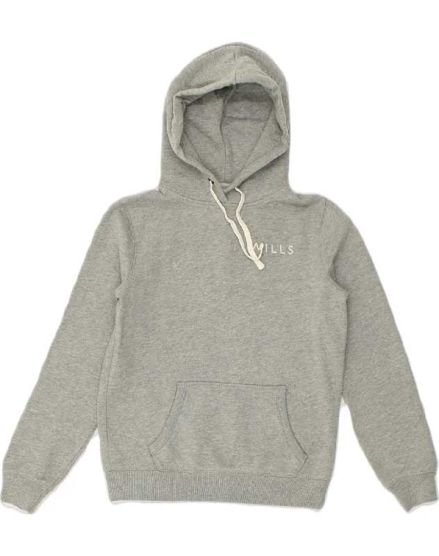 JACK WILLS Womens Graphic Hoodie Jumper UK 10 Small  Grey Cotton