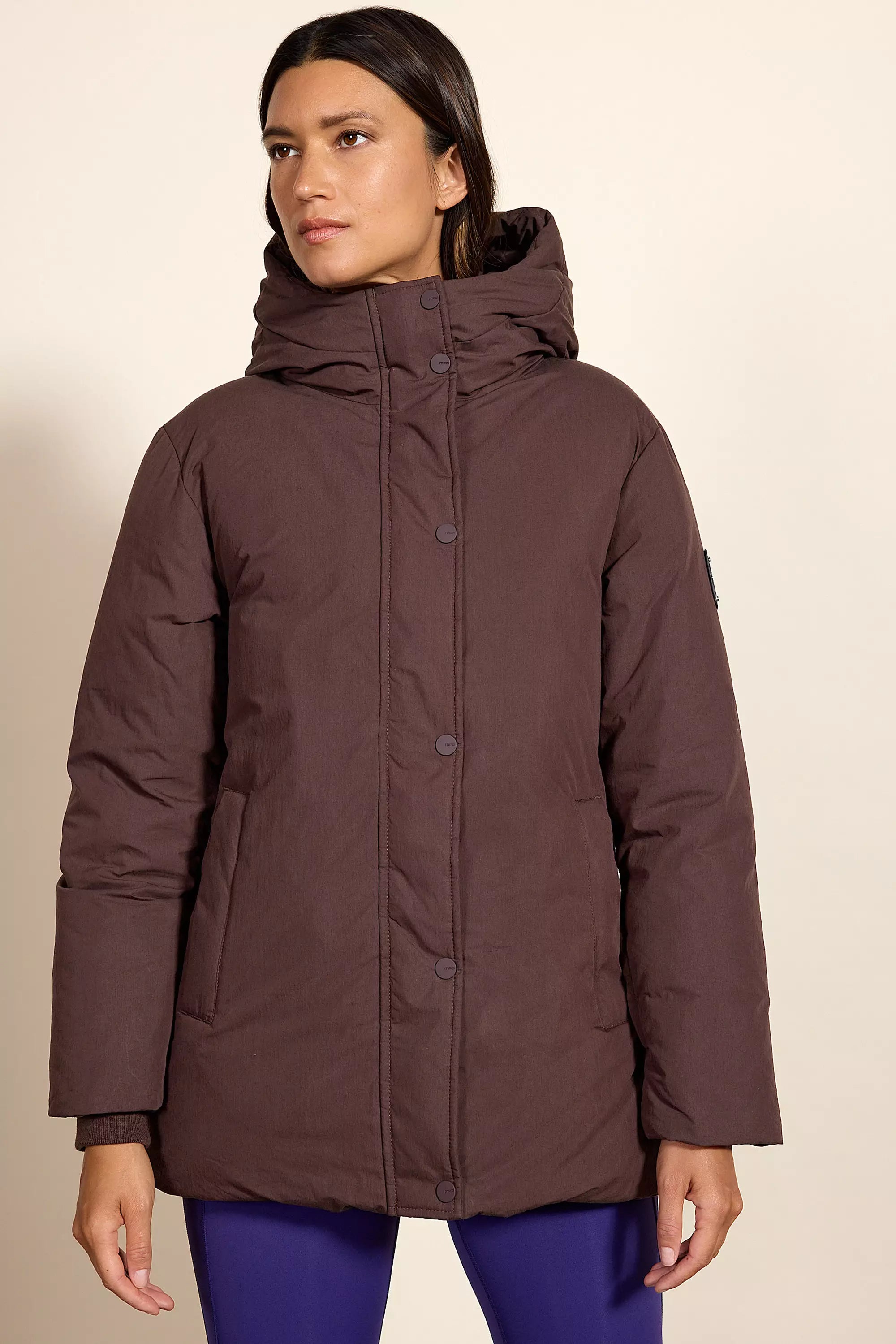 RDS Down Hip-Length Puffer - Chocolate Brown