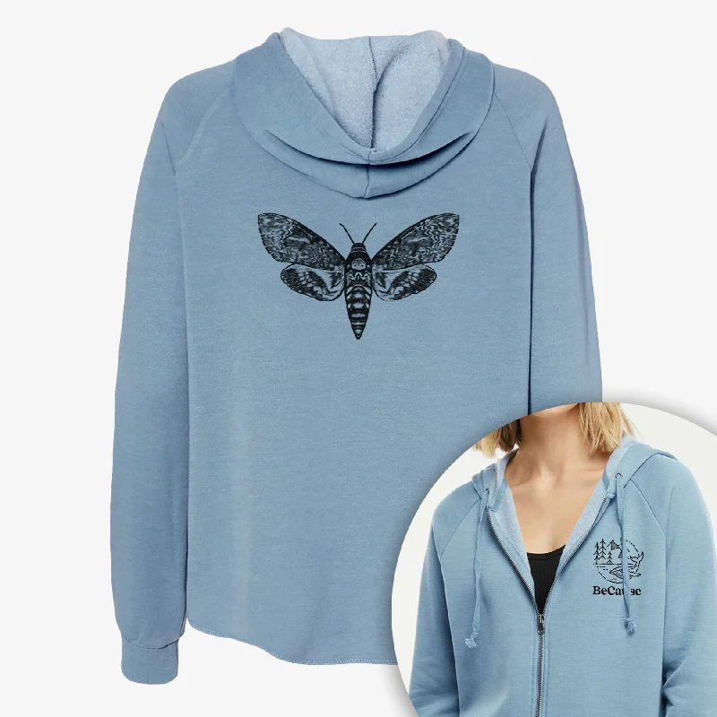 Death's-head Hawkmoth - Acherontia atropos - Women's Cali Wave Zip-Up Sweatshirt