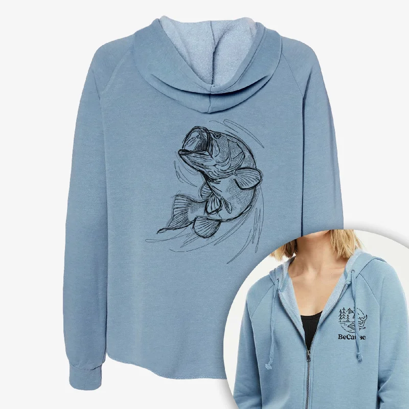 Largemouth Bass Fish - Micropterus salmoides - Women's Cali Wave Zip-Up Sweatshirt