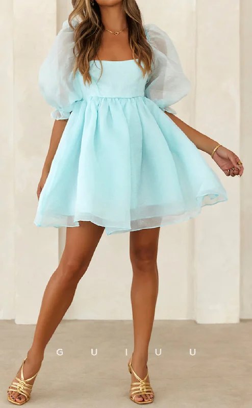 GH783 - Chic Cute A-Line Ball Gown Puffy Mini Short Homecoming Party Dress