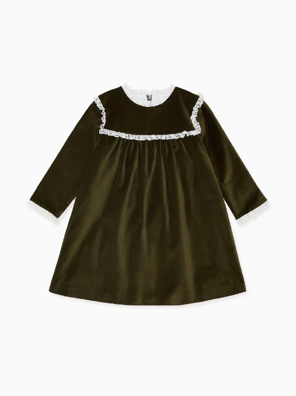 Green Carolina Girl Velvet Empire Dress