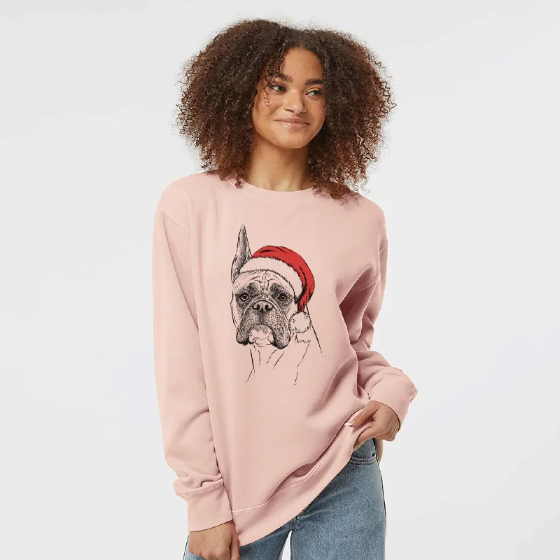 Santa Ezra the Boxer - Unisex Pigment Dyed Crew Sweatshirt