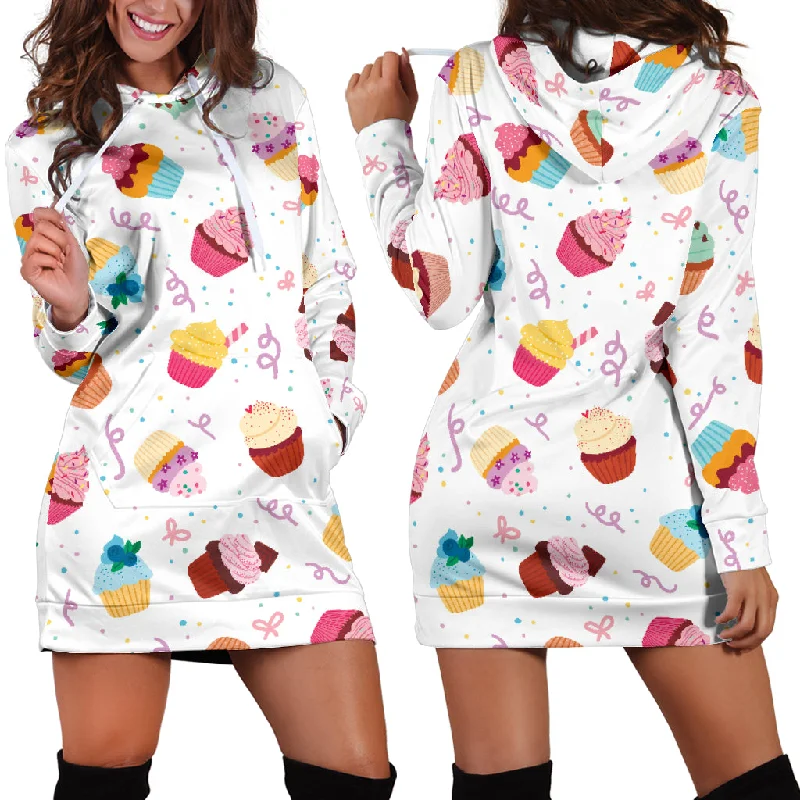 Cake Cupcake Design Pattern Women'S Hoodie Dress