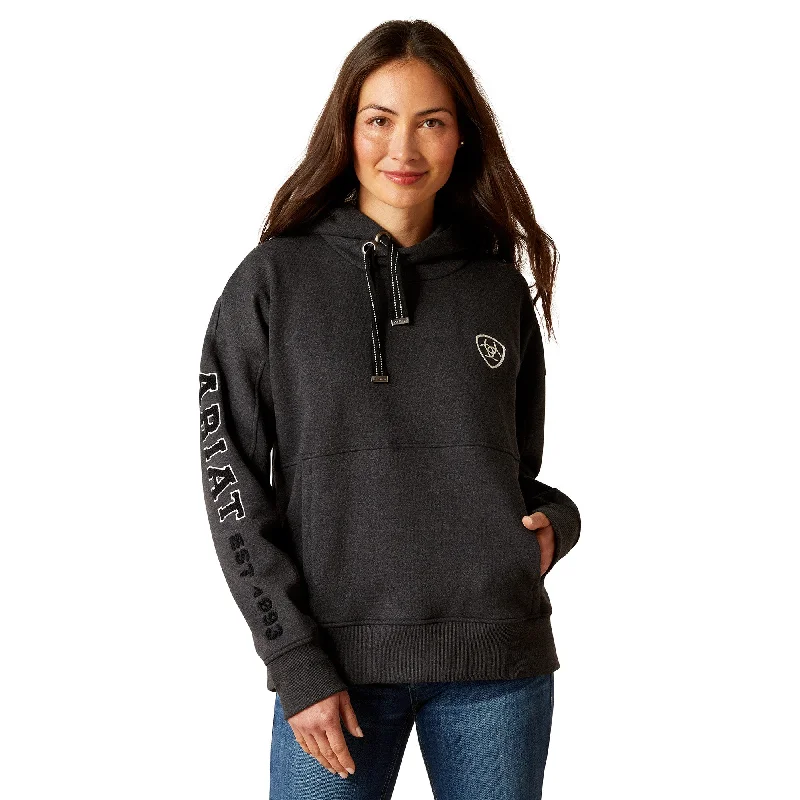 Ariat Ladies Rabere Logo Charcoal Hoodie 10046046