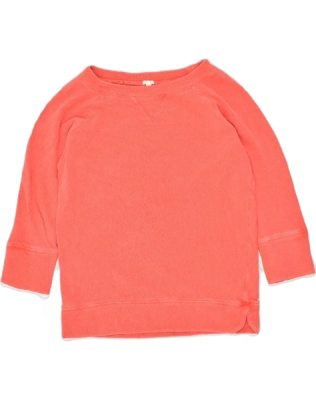 J. CREW Womens 3/4 Sleeve Sweatshirt Jumper UK 6 XS Red Cotton