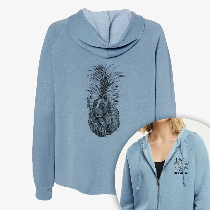 Striped Skunk - Mephitis mephitis - Women's Cali Wave Zip-Up Sweatshirt