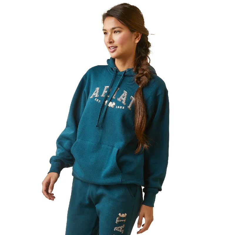 Ariat Ladies R.E.A.L Flora Reflecting Pond Blue Hoodie 10046446