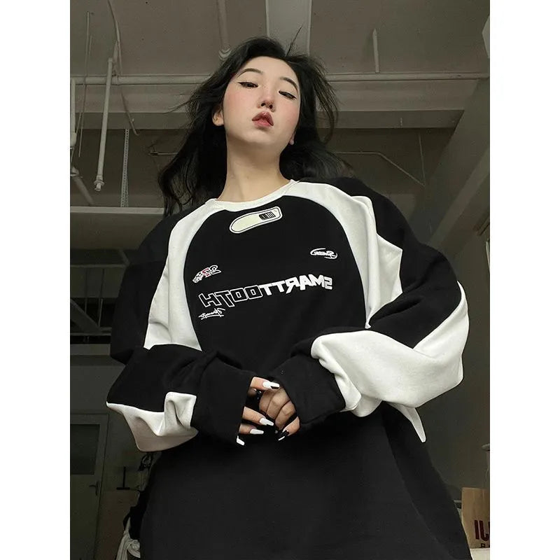 Vintage Sweatshirt Streetwear Women Oversized Aesthetic Korean Style Pullover Coats