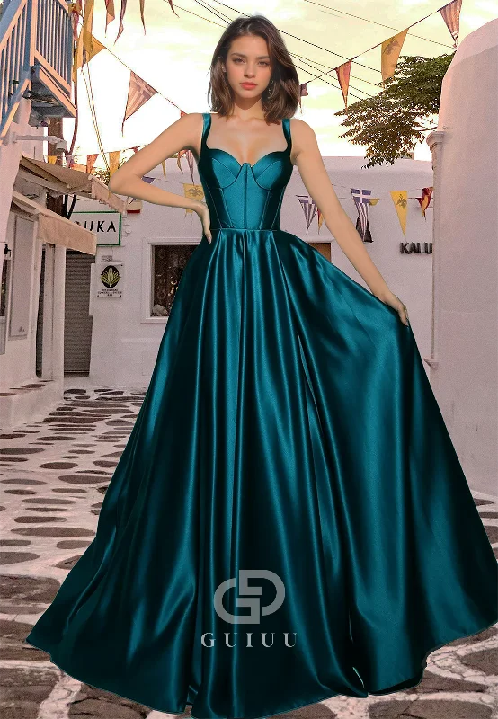 Peacock Spaghetti Straps Sweetheart Prom Dress with Train Ruched Evening Party Dress