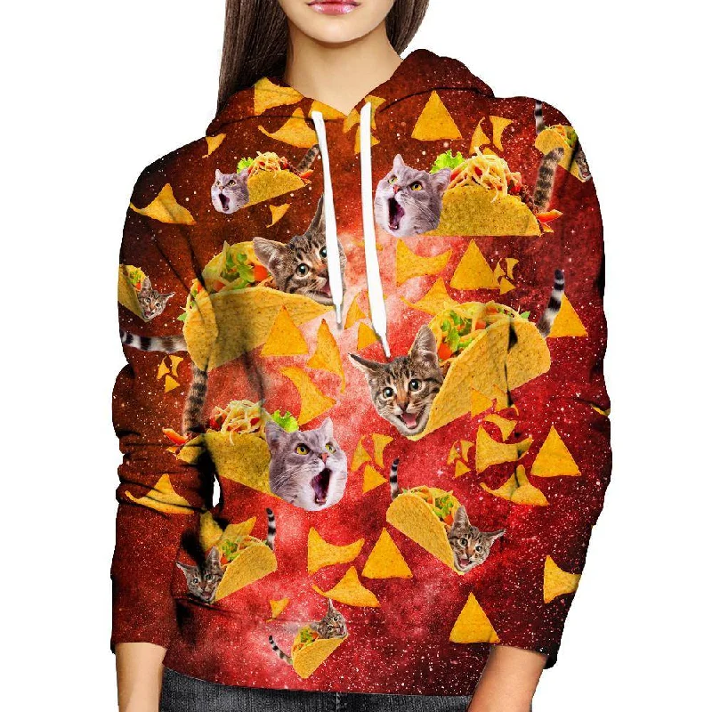 Tacos and Cats Red Womens Hoodie