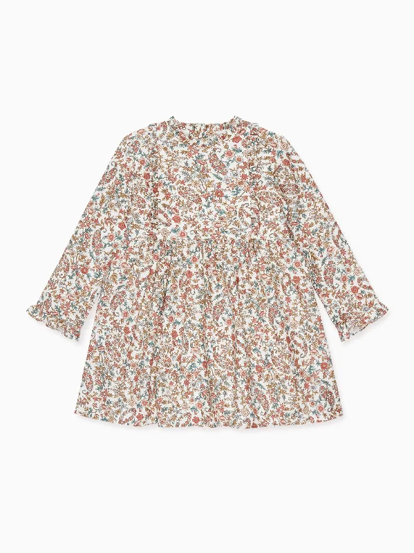 Terracotta Floral Rosaura Girl Dress