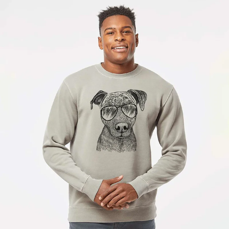 Aviator Reeses the Pitbull - Unisex Pigment Dyed Crew Sweatshirt