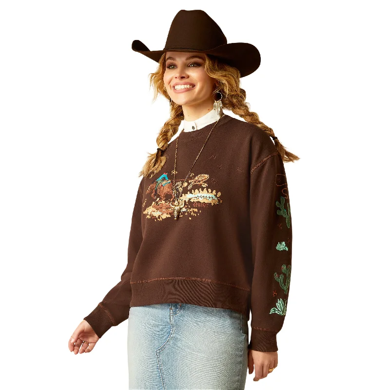 Ariat Ladies Riata Mole Brown Rodeo Graphic Sweatshirt 10052608