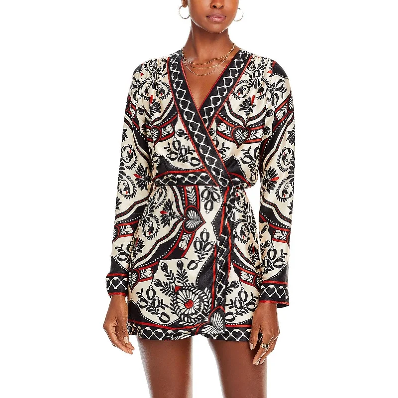 Womens Printed Mini Wrap Dress