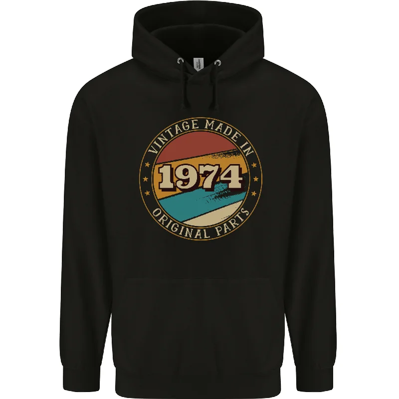 50th Birthday  Vintage Made In 1974 Mens 80% Cotton Hoodie