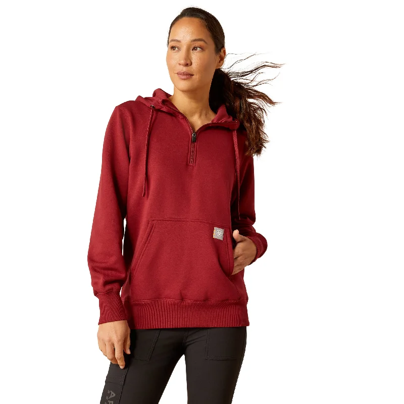 Ariat Ladies Rebar Skill Set Cabernet Red 1/2 Zip Hoodie 10052847