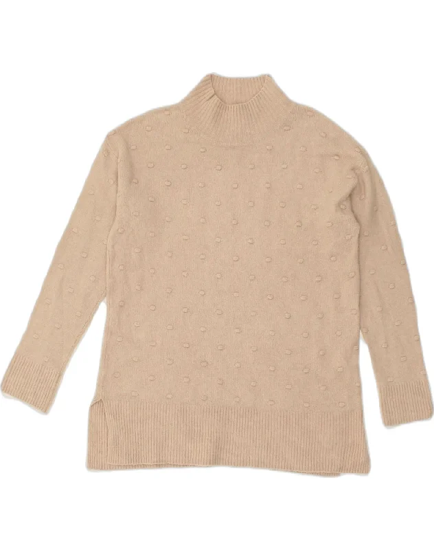 FAT FACE Womens Roll Neck Jumper Sweater UK 10 Small  Beige Spotted