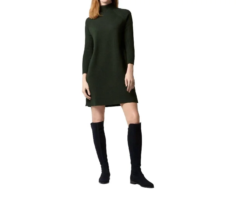 Hadley Milano-Stitch Dress In Bottle Green Extra Fine Merino Wool