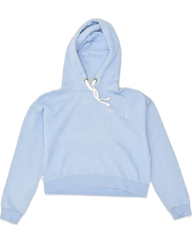 JACK WILLS Womens Oversized Crop Hoodie Jumper UK 6 XS  Blue Cotton