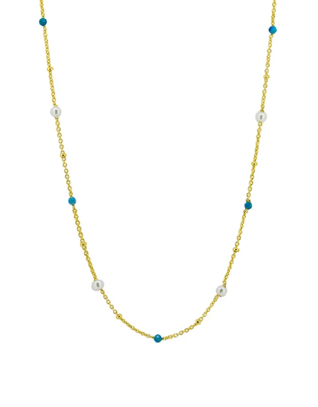 Rosa Necklace - Gold Turquoise