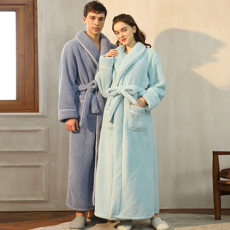 Luxurious Men's Bathrobe Comfort Cotton Velvet Nightgown High Water Absorbency Bathrobe Kimono Robe