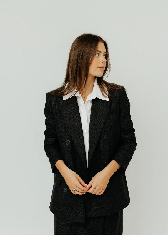 Tibi Adler Glenplaid Double Breasted Blazer with Cutout