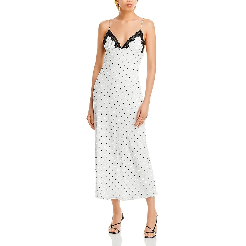 Womens Polka Dot Lace Lined Maxi Dress