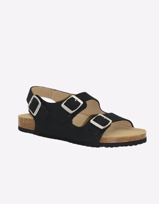 Harper Leather Slides - Black