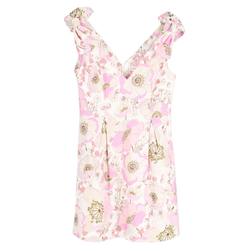 Zimmermann Super Eight Bow Detail Mini Dress In Pink Linen