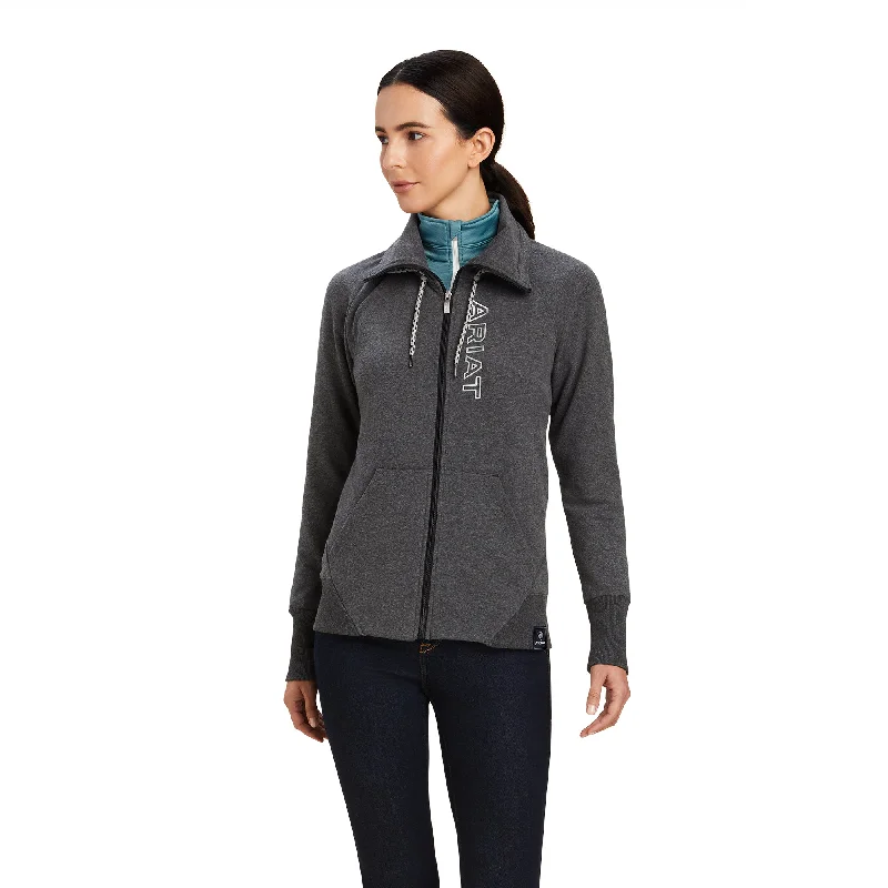 Ariat Ladies Team Logo Full Zip Charcoal Grey Sweatshirt 10041227