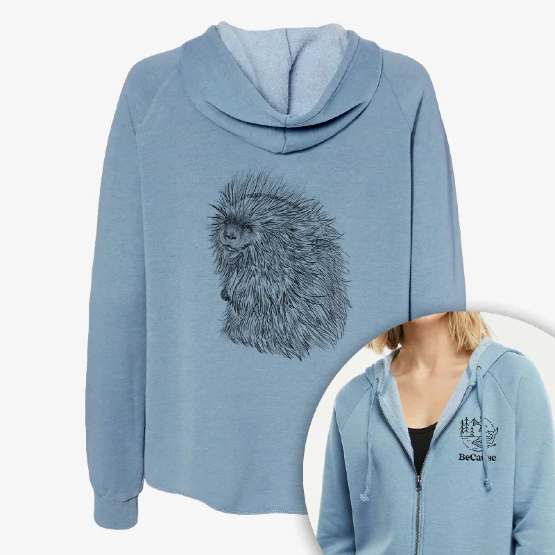 North American Porcupine - Erethizon dorsatum - Women's Cali Wave Zip-Up Sweatshirt