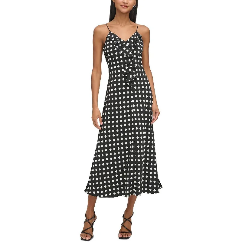 Womens Polka Dot Mini Fit & Flare Dress