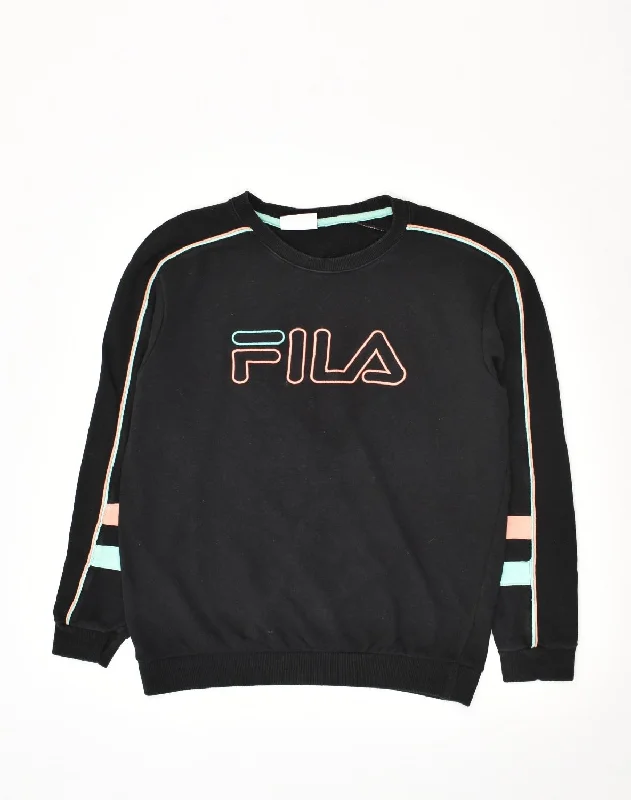 FILA Womens Graphic Sweatshirt Jumper UK 18 XL Black Cotton