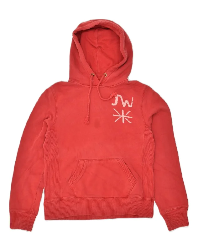 JACK WILLS Womens Hoodie Jumper UK 12 Medium Red Cotton