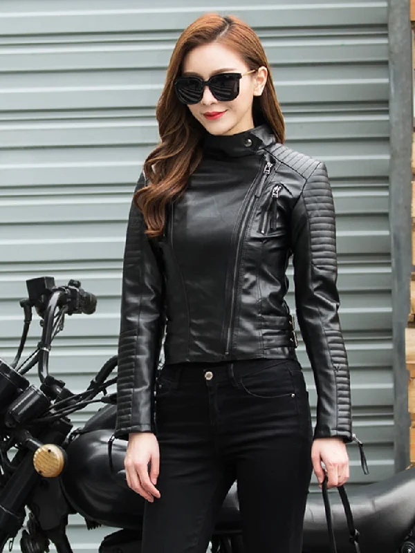 Spring Autumn Women Punk Leather Jacket PU Faux Leather Jackets