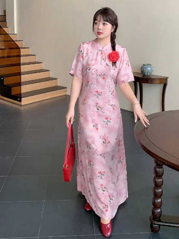 Plus Size Korean Midi Qipao Dress