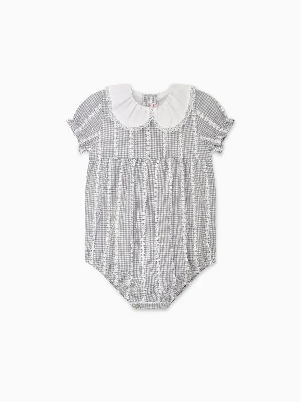 Grey Gingham Marina Baby Girl Romper