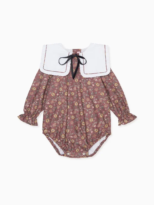 Burgundy Floral Laura Baby Girl Romper