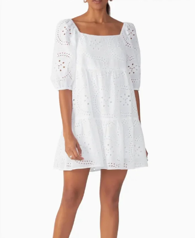 Weekender Eyelet Babydoll Dress In White