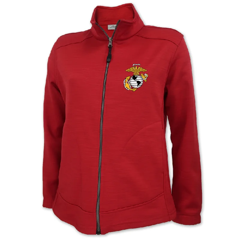 Marines EGA Ladies Full Zip Tiger Stripe Fleece Jacket (Red)