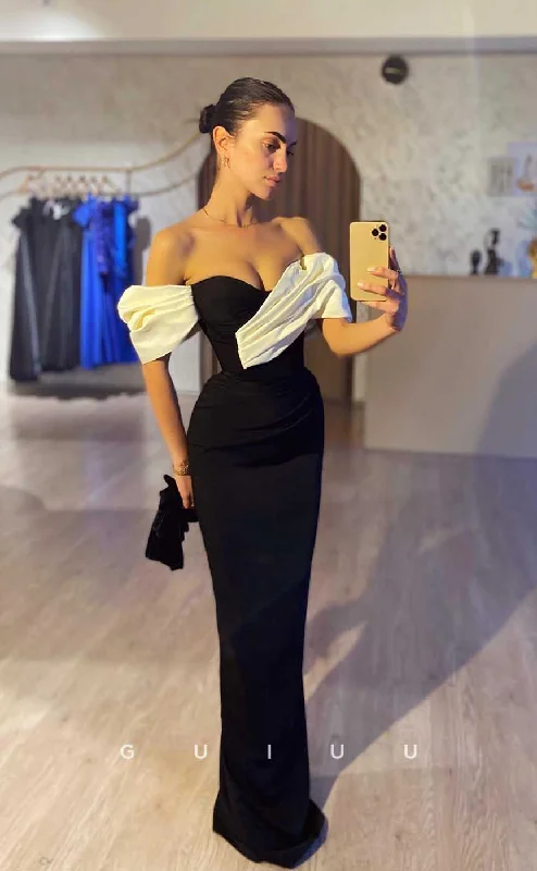 G4386 - Elegant & Generous Mermaid Strapless  Off The Shoulder  Long Satin Prom Dress Formal Gown