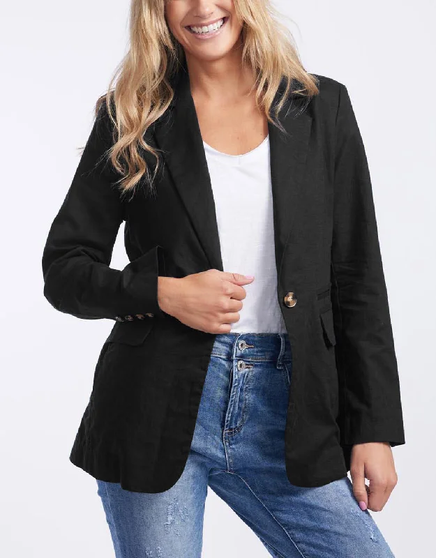 Portofino Linen Blazer - Black